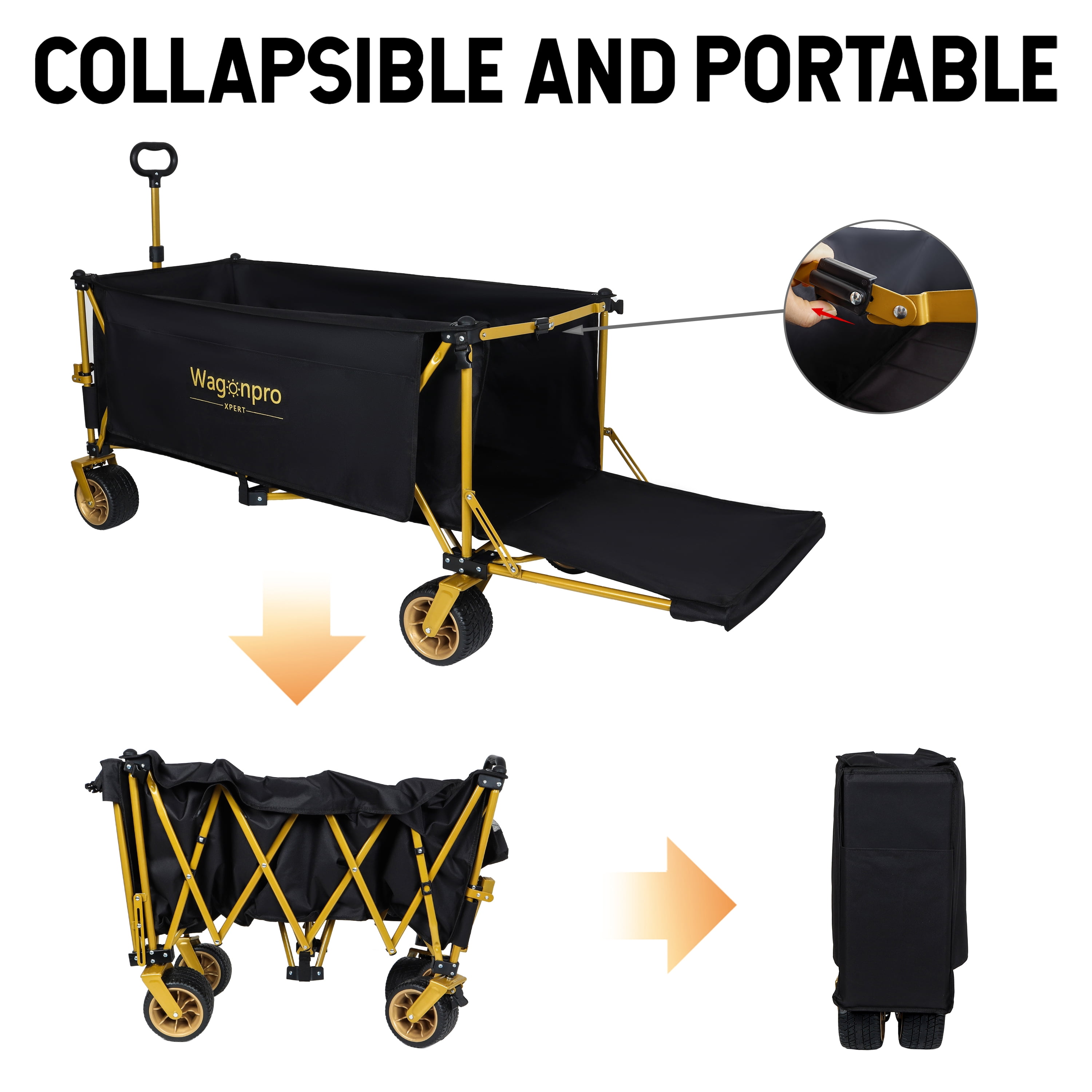 67.5in Extra Long Heavy Duty Beach Wagon with Opened Tailgate, 480lbs Capacity Utility Cart with 7" All-Terrain Wheels, Patented Ultra-Stable Frame, No Assembly Needed, Black