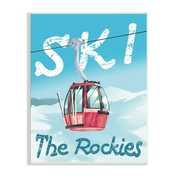 Stupell Industries Ski Trolly The Rocky Mountains Winter Blue Sports Painting Unframed Art Print Wall Art, 10 x 15