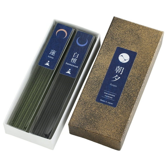 Asayu Japan Low Smoke Incense Sticks Set Lotus Sandalwood Made in Japan 1.41oz