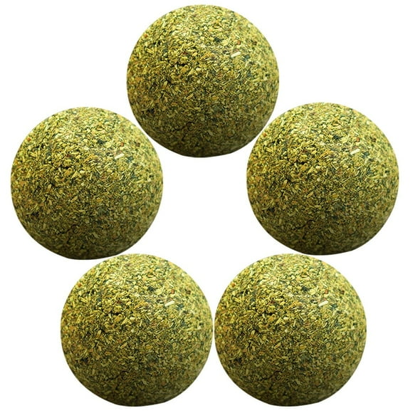 Silvervine Catnip Cat Ball: 5PCS Round Dental Care Kitten Chew Toy Cat Treats