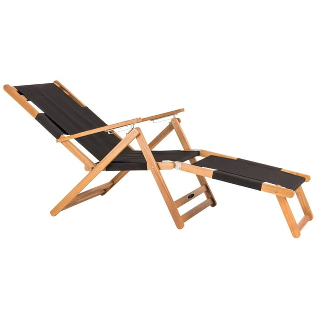 Patioflare Portable Lounge Chair with Leg Rest black