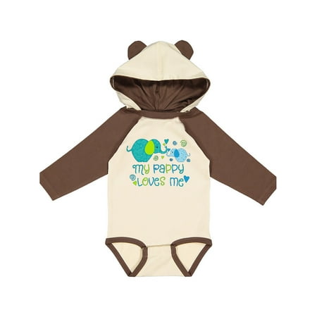 

Inktastic My Pappy Loves Me- cute elephants Gift Baby Boy or Baby Girl Long Sleeve Bodysuit