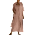 thumbnail image 2 of Uootdi Linen Sets for Women 2 Piece Outfits Cardigan and Maxi Dress Casual Loose Fit Lightweight Breathable Summer Sets Gift, 2 of 9