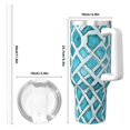 thumbnail image 4 of 40zo Ice Bar Cup With Handle Double Insulation Large Capacity Rust Prevention For Daily Travel And Other Scenes Turquoise Moroccan Trellis Hand-Drawn Sketch_3, 4 of 8