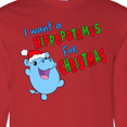 thumbnail image 4 of Inktastic I Want a Hippopotamus for Christmas Cute Stuffed Hippo Long Sleeve T-Shirt, 4 of 5