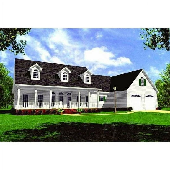 The House Designers: THD-5747 Builder-Ready Blueprints to Build a Country House Plan with Slab Foundation (5 Printed Sets)