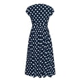 thumbnail image 5 of Enwejyy Women's Plus Size Summer Breathable Polka Dot Short Sleeve Belt A-Line Dresses, 5 of 5