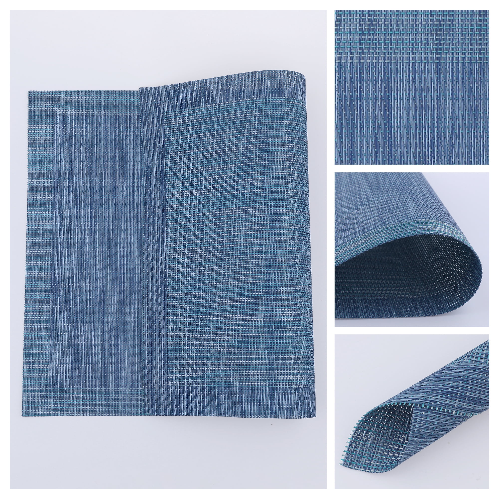 Unique Bargains 8 Pack Place Mats for Dining Table Decor Wipeable Table Mat Blue