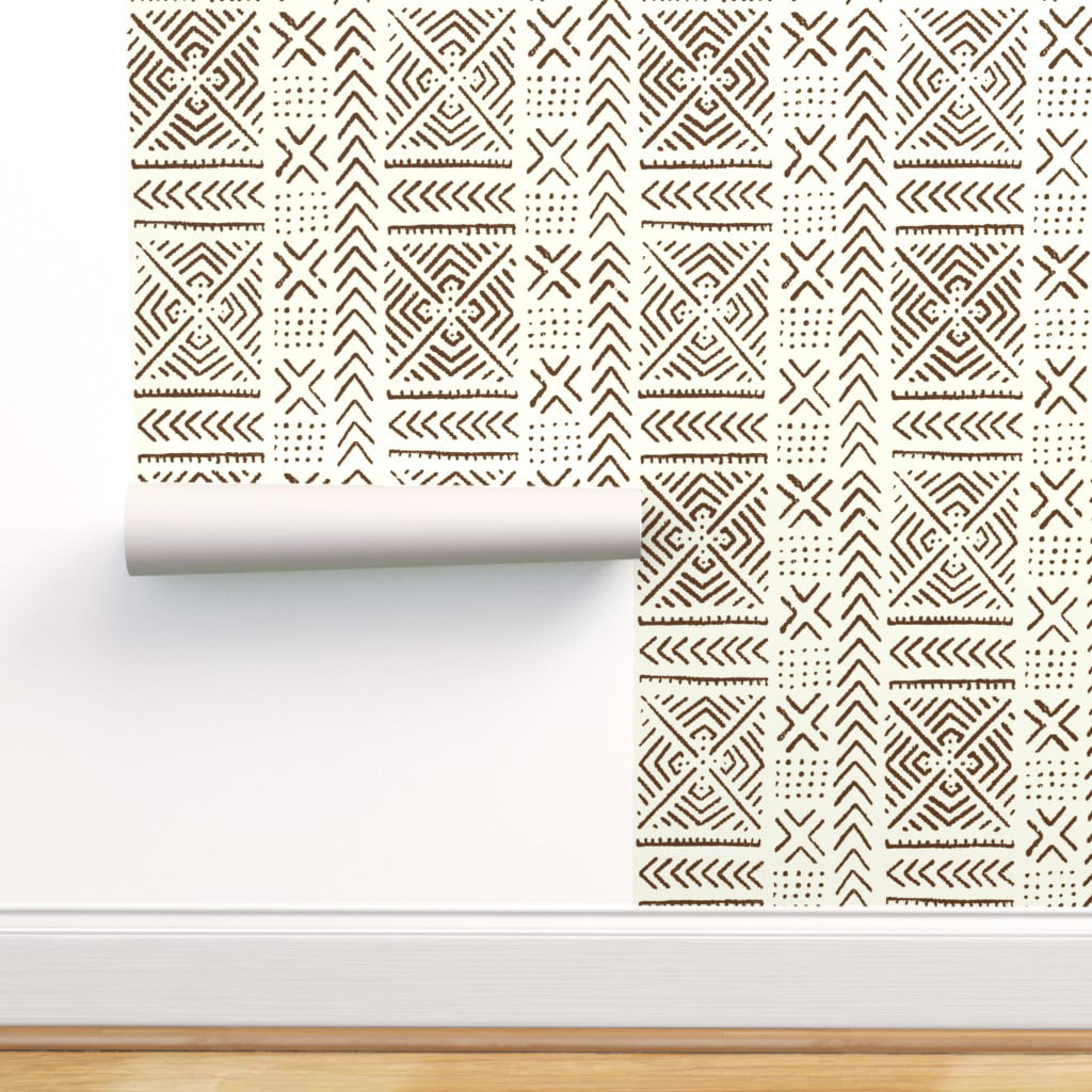 Removable Water-Activated Wallpaper African Fashion Mudcloth Modern Kuba