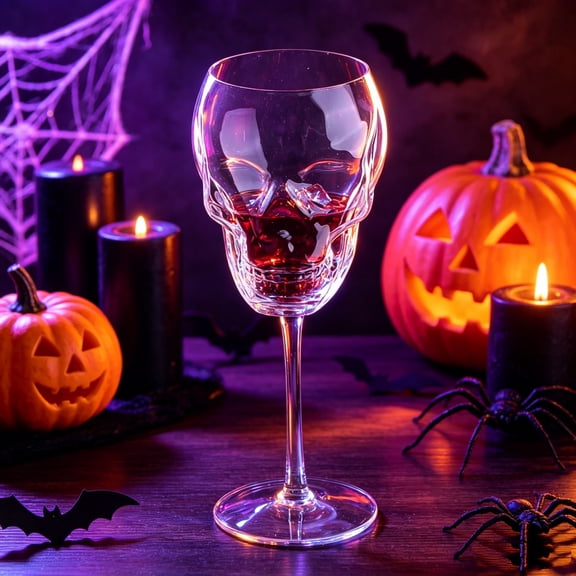 Rirozkan Skeleton Wine Glass, Clear Halloween Cup, Skull Drinkware for Home Bar, Party, Wine, Cocktail Lovers