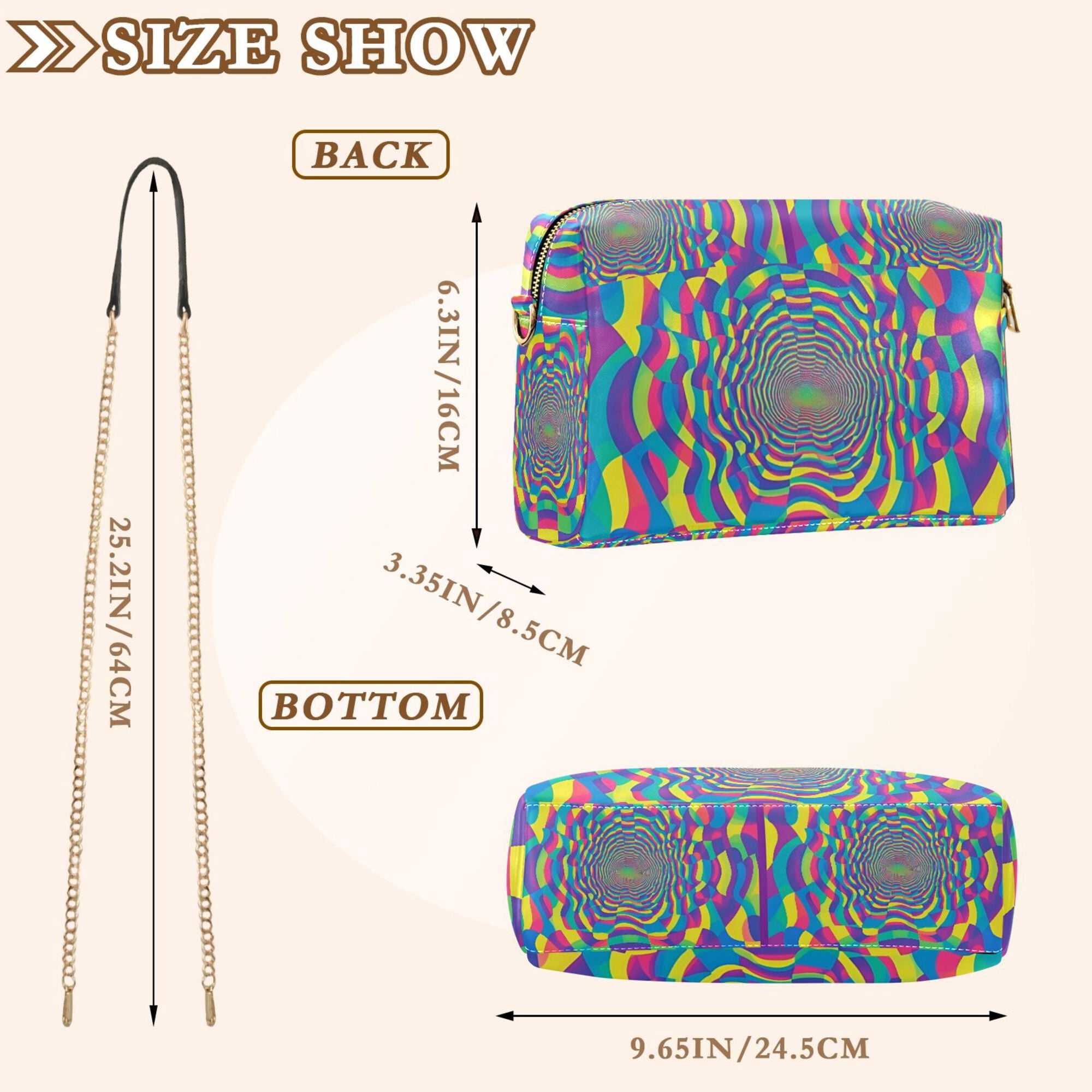 FORMRS Women Crossbody Purse with Chain Strap Vegan Leather Shoulder Handbag, Psychedelic Pattern