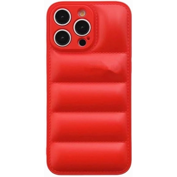 Case for iPhone 16,Luxury Down Pure Jacket Soft Unzip Sofa Silicone Puffer Touch Cloth Portection Shockproof Girls Women Phone Case for iPhone 16,6.1 inch 2024 (Red)