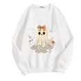 thumbnail image 4 of Chandail en Molleton Imprimé Fantôme pour Femmes Chandail Léger et Chaud Blouses Col Rond Manches Longues Ultra Doux Texturé Tenues de Printemps 2025 Chandail Automne Hiver Vêtements, 4 of 4