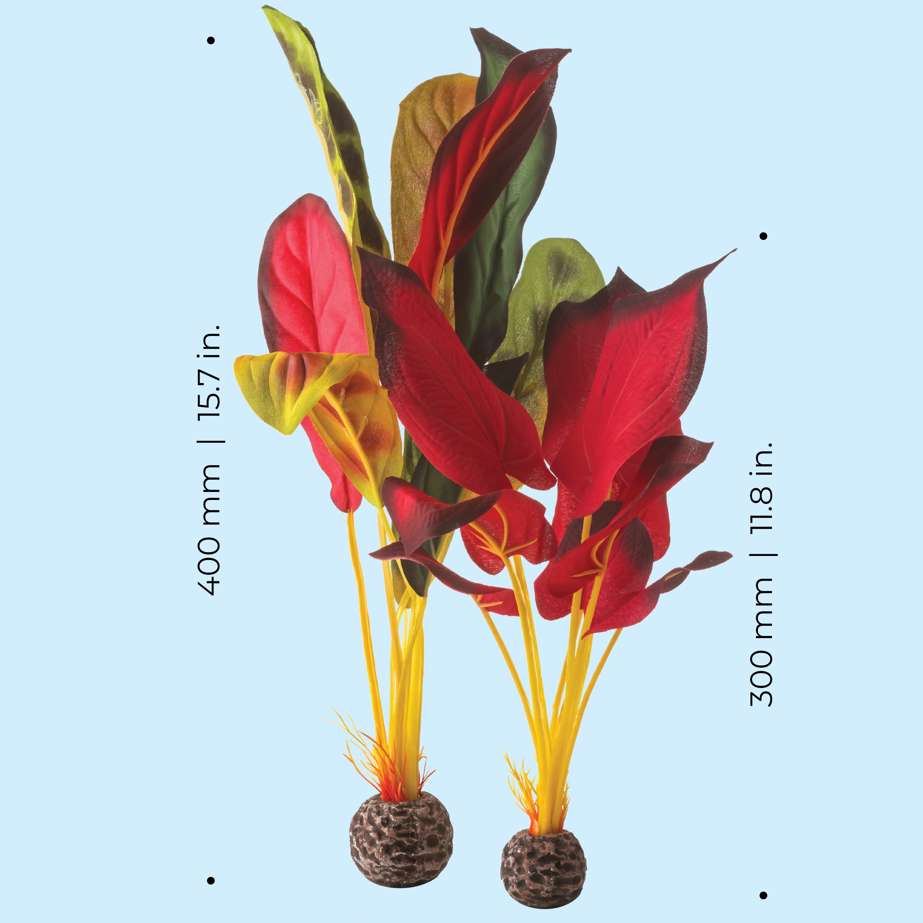 biOrb Large Green & Red Silk Plant Set - Aquarium Plant Decoration
