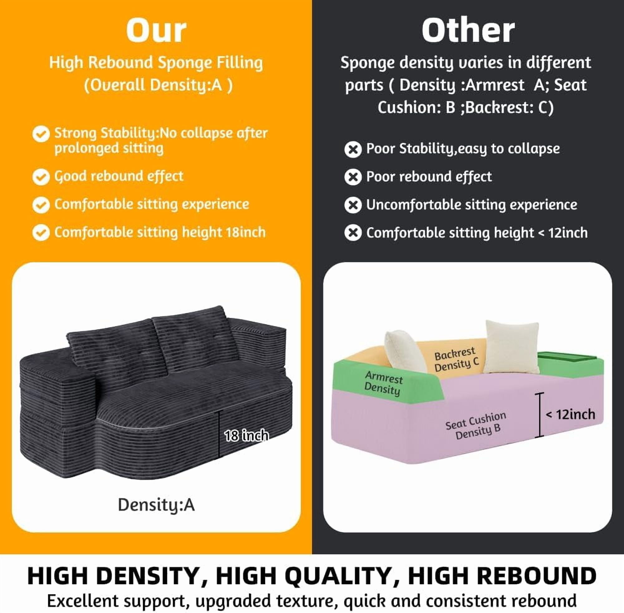 78.7'' Folding Sofa Bed Queen Sleeper Sofa, 2-in-1 Convertible Corduroy Boneless Couch with Blanket, Modern Futon Loveseat Couches for Living Room, Guest Bed, No Assembly Couch, Dark Grey
