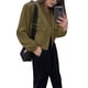 thumbnail image 2 of Chaqueta Universitaria Corta para Mujer, Larga, Abotonada, Informal, con Bolsillos. Verde L, 2 of 7