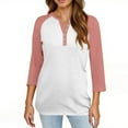 thumbnail image 2 of Womens 3/4 Sleeve Tops, Yigetop Women's Tops Summer Printed Women's Top 3/4 Sleeves Buttons Blouse Short Sleeve T Shirt V Neck T Shirt 3/4 Sleeve Tops for Women Pink L, 2 of 5