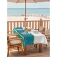 thumbnail image 2 of Outdoor Tablecloth with Umbrella Hole for Patio/Picnic/Party/Camping, Modern Teal Gold Waterproof Table Cloth Rectangle Table Cover Washable, Minimalist Geometric Yellow Striped (54"x 80"), 2 of 8