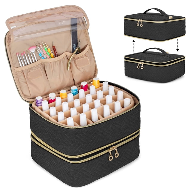 Organizador de esmaltes de uñas LUXJA desmontable de 2 capas con capacidad para 60 botellas