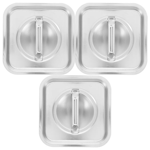 3 tapas universales de acero inoxidable para ollas y sartenes de 14 cm