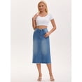 thumbnail image 3 of DARING DIVA Women's Long Denim Split Back Pockets Maxi Jean Skirts Small Blue, 3 of 7