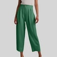 thumbnail image 1 of Women's Casual Pants Straight Leg Capri Ankle Length Mid Rise Button Detail for Everyday Comfort and Style in Summer and Fall, 1 of 4