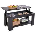 thumbnail image 1 of Basicwise Table Basse Moderne en Bois avec Plateau Relevable, Noir, 1 of 6