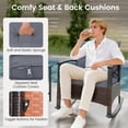 thumbnail image 4 of Gymax Set of 3 Rattan Rocking Chair Set w/Acacia Wood Tabletop Armrests for Porch Balcony Gray, 4 of 9