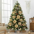 thumbnail image 2 of Christmas Poinsettia Artificial Flowers Christmas Tree Wreaths Garland Decoration 15 Pcs 5.5" Glitter Flowers Picks Decor for Xmas New Year Wedding Party Ornaments Gold A, 2 of 4