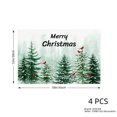 thumbnail image 4 of JOOCAR Merry Christmas Snowy Pine Trees with Red Birds Holiday Design Linen Table Mats Set of 4 for Home Kitchen Table Decor 12x18 inch, 4 of 5