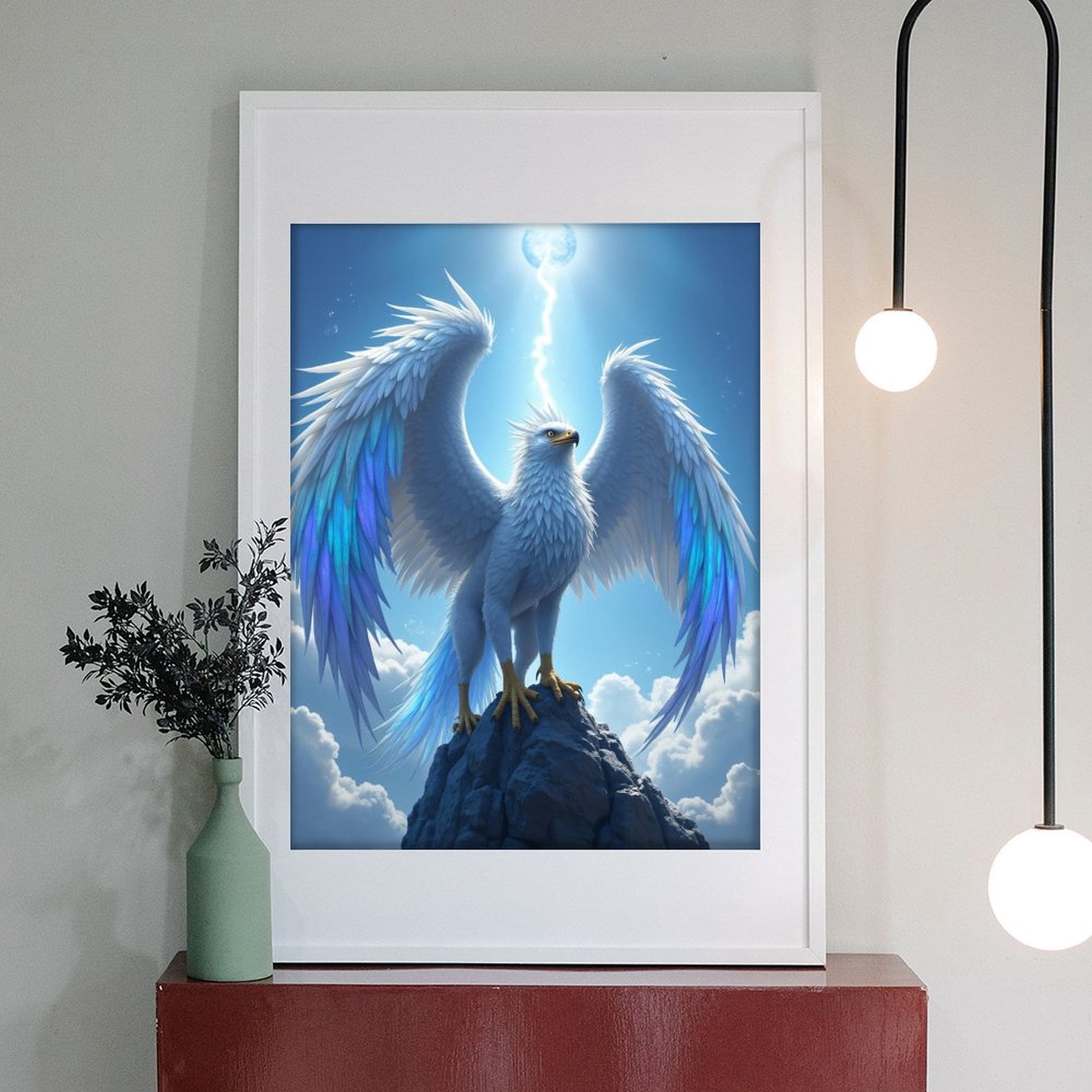 Diamond Art Kit for Adults, White Majestic Bird On Rock Diamond Painting for Adults Beginners, 5D DIY Diamond Art Painting Kits, Colorful Diamond Painting Craft for Home Decor 12x16