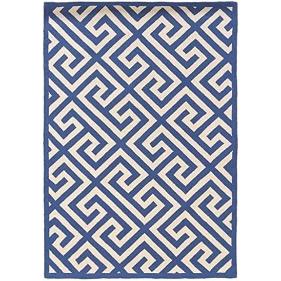 Riverbay Furniture 1'10" x 2'10" Hand Hooked Key Wool Rug in Navy