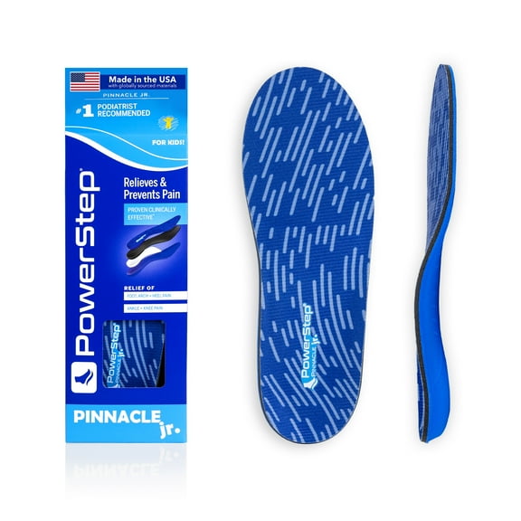 PowerStep Pinnacle Junior Full Length Orthotic Shoe Insoles with Neutral Arch Support for Kids & Toddlers, Pediatric Flatfoot