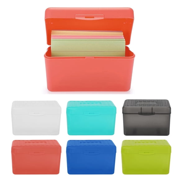 Goowood Index Card Holder with Lid, Plastic Note Card Box and Note Card Holder for Recipe Cards Desk Home Office Organization and Storage Box