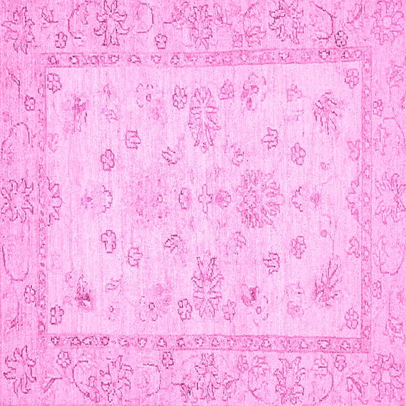 Ahgly Company Indoor Square Oriental Pink Traditional Area Rugs, 7' Square