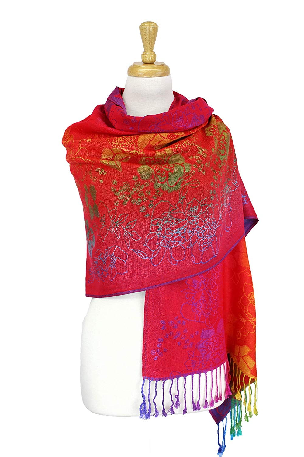 Pashmina Wrap Shawl Scarf Double Side Rainbow Silky Exotic Tropical