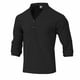 thumbnail image 4 of Ceisia Men's Relaxed Fit Long Sleeve Henley Shirt Solid Color Cotton-Linen Look Casual Top Black XXL Gifts, 4 of 8
