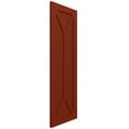 thumbnail image 2 of Ekena Millwork 12"W x 32"H True Fit PVC San Carlos Mission Style Fixed Mount Shutters, Pepper Red (Per Pair - Hardware Not Included), 2 of 9