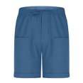thumbnail image 4 of DDAPJ pyju Birthday Gifts! Summer Shorts for Men Drawstring Cotton Beach Shorts Baggy Comfy Lounge Shorts with Pockets Blue L, 4 of 7