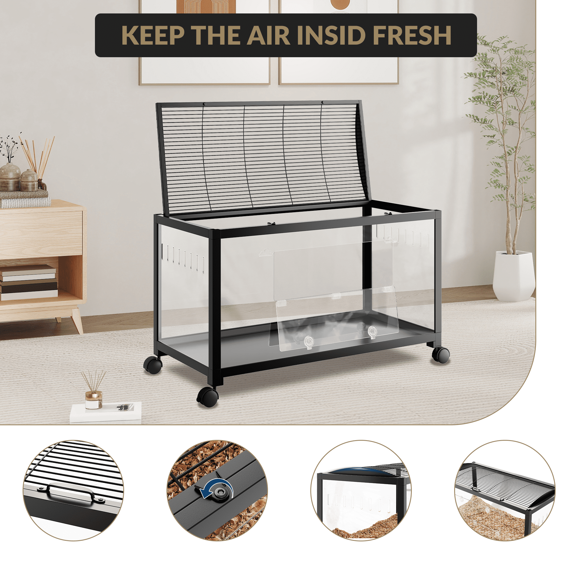 Hamster Cage Chewproof, Large Hamster Cages and Habitats with Stackable Design, Openable Top, Small Animal Habitats for Gerbil Mouse