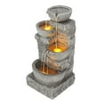 thumbnail image 3 of Teamson Home Cascading Stacked Stones Patio Water Fountain, Warm LED Light with Adjustable Flow & Electric Pump, Gray, 3 of 10