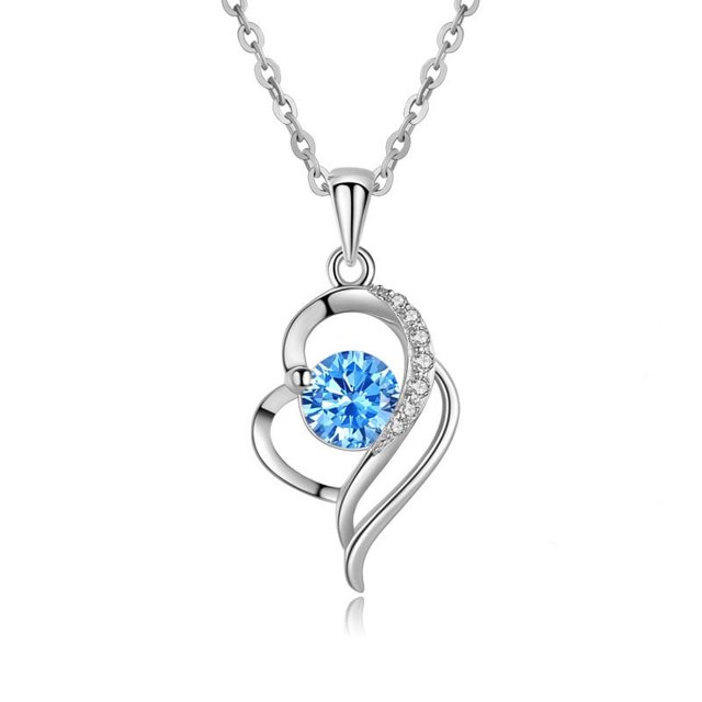 Collar de cristal en forma de corazón, collar de plata estándar 925, collar de joyería para mujer, el mejor regalo navideño para mujer