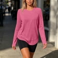 thumbnail image 7 of CBASIHI Womens Workout Tops Long Sleeve- Comfy Loose Fit Yoga Gym Athletic Casual Crew Neck T Shirts Hot Pink Size M, 7 of 7