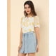 thumbnail image 2 of Allegra K Blusa de manga corta floral bordada con encaje y cuello Peter Pan para mujer blanco XL, 2 of 6