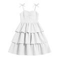 thumbnail image 4 of ITSAME Girls Slip Dresses Tiered Ruffle A-Line Sleeveless Summer Casual Tunic Dress White Size 7, 4 of 9