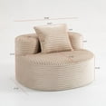 thumbnail image 2 of Corduroy Compression Sofa, Soft Durable Vertical Ribbed Fabric, High-Density Sponge & Throw Pillows, Modern Minimalist, No Assembly, for Living Room/Apartment/Home Office,Beige, 2 of 6