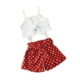 thumbnail image 5 of Kids Girl Suspender Straps Crop Tops Shirt High Waist Polka Dot Shorts with Belt Summer Clothes Outfit, 5 of 5