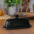 thumbnail image 6 of MAIA Ceramic butter dish with lid for countertop 4” x 8” butter keeper container white butter holder for butter spreader on kitchen countertop ceramic butter dishes storage container with lid black, 6 of 7
