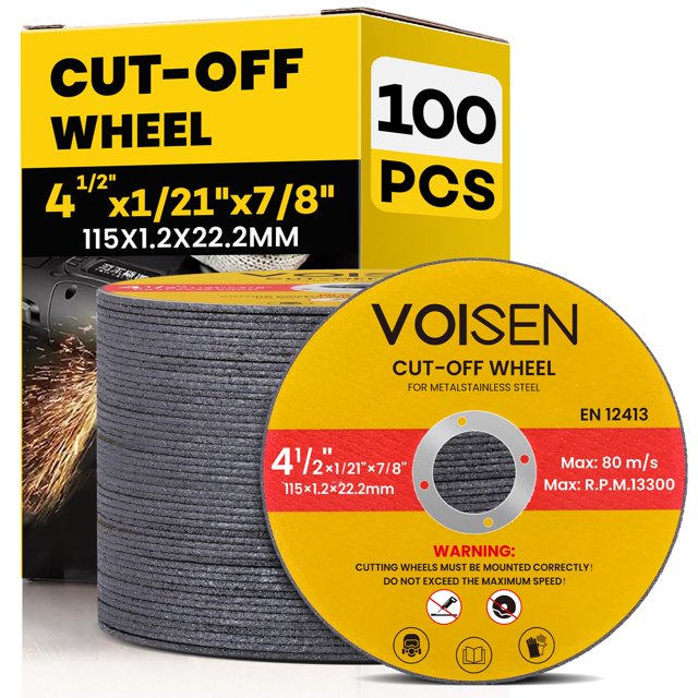 Rueda de corte VOISEN de 4 1/2 pulgadas, 100 unidades para amoladora angular
