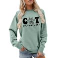 thumbnail image 3 of Cat Print Women's Sweatshirt Cat Mama Long Sleeve Crewneck Regular Fit Spring Cute Pullover Sweater, 3 of 5